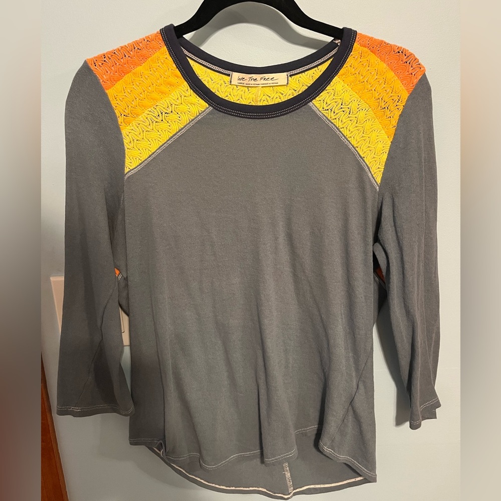 Free People stitched long sleeve top